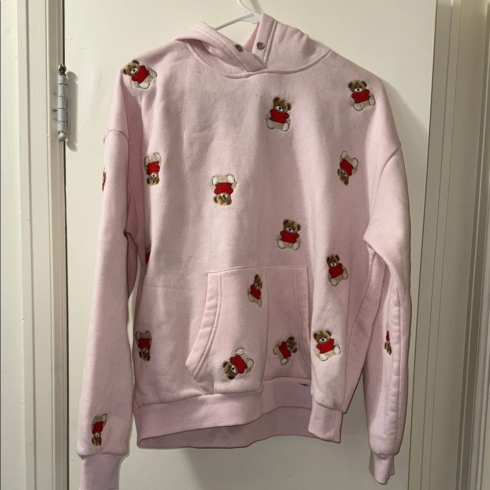 Pink faded rose size small embroidered teddy bear sweat shirt